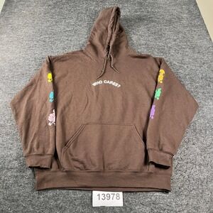 Rex Orange County Hoodie Mens Large Brown Who Cares Graphic Pullover Sweatshirt